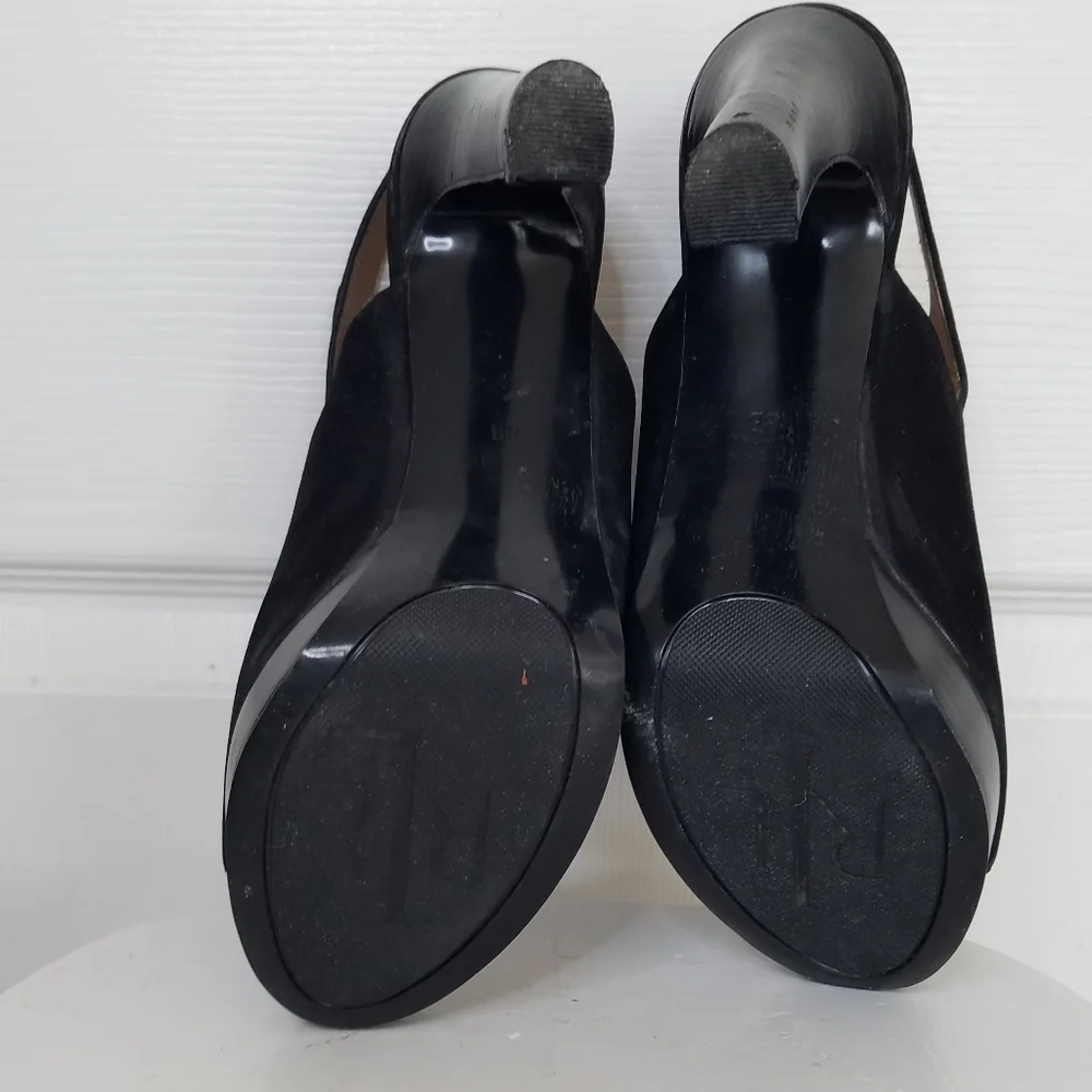 Lauren Ralph Lauren Platform Sandals Black Peep Toe Sling Back Seleste Size 8